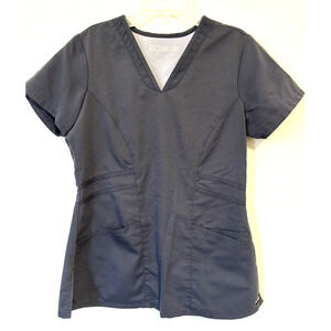 Grey's Anatomy Dark Gray Scrub Top - XS V‎ Neck with 2 Pockets